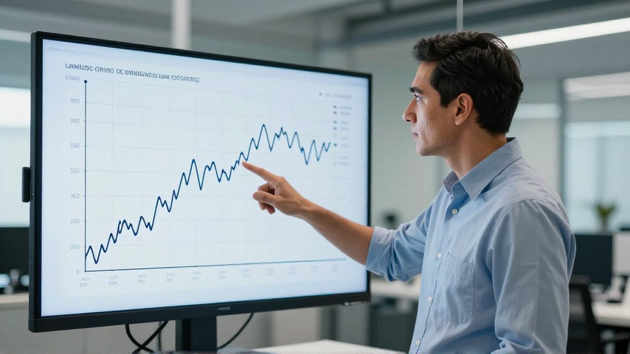 Un analista señala un punto de datos fuera de los límites en un gráfico de control digital.
